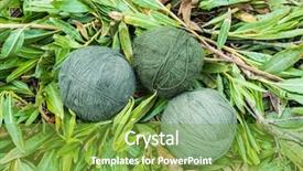  Presentation with yarn - Theme enhanced with vally ball - natural dyed wool yarn background and a tawny brown colored foreground