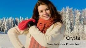  Presentation with fashion - PPT theme enhanced with vally ball - winter fashion girl background and a  colored foreground