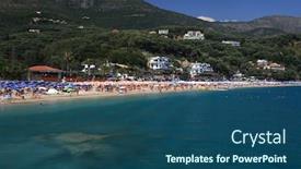  Presentation with beach - Presentation design enhanced with valtos-beach-in-parga-greece background and a ocean colored foreground
