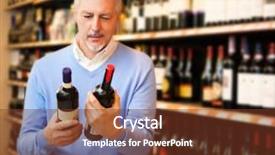  Presentation with supermarket - Slide set with valuable - man in a supermarket choosing background and a tawny brown colored foreground