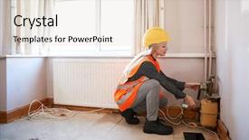  Presentation with valuation - PPT theme having valuation - female surveyor in hard hat background and a lemonade colored foreground