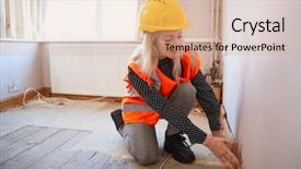  Presentation with valuation - Audience pleasing slides consisting of valuation - female surveyor in hard hat backdrop and a coral colored foreground