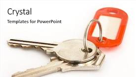  Presentation with keys - Beautiful PPT theme featuring valuation - house keys and blank tag backdrop and a white colored foreground