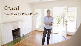  Presentation with realtor - Audience pleasing slide deck consisting of valuation - male realtor with digital tablet backdrop and a lemonade colored foreground