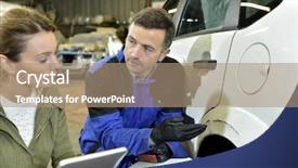  Presentation with auto insurance - Cool new presentation with valuation - mechanician with insurance adjuster checking backdrop and a coral colored foreground