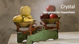  Presentation with yellow - PPT layouts featuring valuation - old scales with yellow background and a coral colored foreground