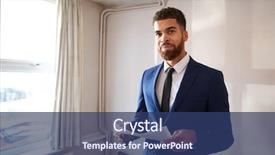  Presentation with realtor - Beautiful slides featuring valuation - portrait of male realtor looking backdrop and a ocean colored foreground