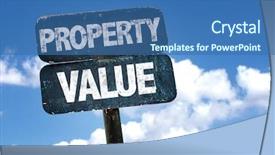  Presentation with valuation - PPT layouts with valuation - property value sign with sky background and a ocean colored foreground