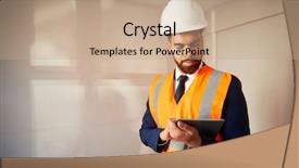  Presentation with valuation - PPT layouts having valuation - surveyor in hard hat background and a coral colored foreground