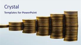  Presentation with financial planning - Slide set consisting of value added tax - stacked coins ascending series symbolic background and a sky blue colored foreground