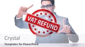  Presentation with vat - Slide set with value-added-tax-vat-return background and a sky blue colored foreground