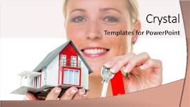  Presentation with house key - Audience pleasing presentation theme consisting of value addition - broker for real estate backdrop and a  colored foreground