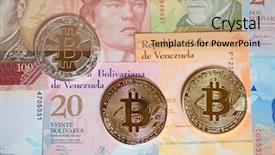  Presentation with bitcoins - Beautiful slide deck featuring background made of venezuela backdrop and a coral colored foreground