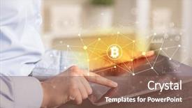  Presentation with financial - Slides having international payments - business woman using tablet background and a  colored foreground