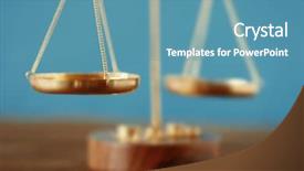  Presentation with balance - Slide deck consisting of golden balance scales on color background and a teal colored foreground