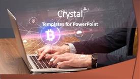  Presentation with global laptop - Beautiful presentation design featuring creating value - hand checking on laptop global backdrop and a gray colored foreground