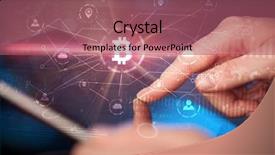  Presentation with bitcoin network - Audience pleasing slide set consisting of international payments - hand using tablet with cryptocurrency backdrop and a violet colored foreground