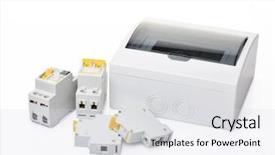  Presentation with electric circuit - PPT theme having value engineering - automatic circuit breakers and distribution background and a sky blue colored foreground