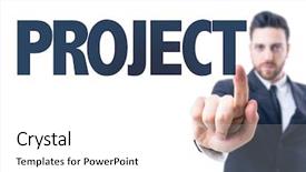  Presentation with business value - PPT layouts enhanced with value engineering - business man pointing the text background and a white colored foreground