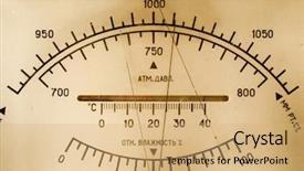  Presentation with voltmeter - Slide deck with value engineering - vintage ancient voltmeter background and a coral colored foreground