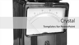  Presentation with voltmeter - Colorful PPT theme enhanced with value engineering - vintage voltmeter isolated on white backdrop and a light gray colored foreground