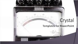  Presentation with voltmeter - Presentation design having value engineering - vintage voltmeter isolated on white background and a white colored foreground