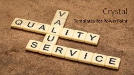  Presentation with business value - Amazing presentation theme having value-quality-and-service-crossword backdrop and a coral colored foreground