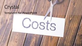  Presentation with cost cut - Colorful PPT layouts enhanced with value reduction sign - cut paper with word cost backdrop and a coral colored foreground