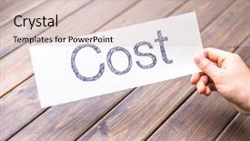  Presentation with hold hand - Beautiful PPT theme featuring value reduction sign - hand hold white paper backdrop and a lemonade colored foreground