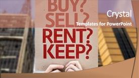  Presentation with urban - Slide deck consisting of buy sell rent keep card background and a coral colored foreground