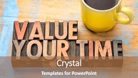  Presentation with coffee cup - Cool new presentation theme with value your time - word abstract backdrop and a red colored foreground