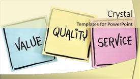  Presentation with black ink - Theme having values quality and service motto background and a blonde colored foreground