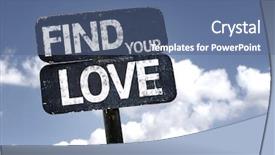  Presentation with find - Cool new presentation theme with values subject - find your love sign backdrop and a ocean colored foreground