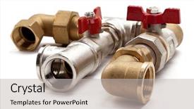  Presentation with water tap - PPT layouts featuring valves - water tap and a connection background and a light gray colored foreground