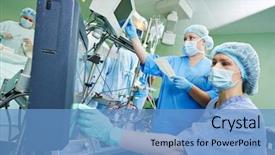  Presentation with cardiac nurse - Presentation design having valve at operation in cardiology background and a teal colored foreground