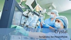  Presentation with cardiac nurse - Beautiful presentation theme featuring valve at operation in cardiology backdrop and a light blue colored foreground