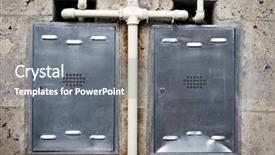  Presentation with gas piping - Audience pleasing presentation theme consisting of valve lift - old weathered gas crane backdrop and a gray colored foreground