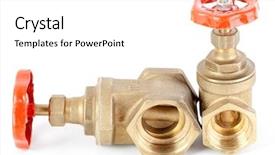  Presentation with fire pump water valve - Presentation theme enhanced with valve water isolated on white background and a white colored foreground