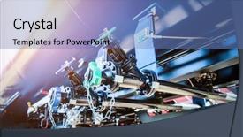  Presentation with railway - Beautiful presentation featuring valves and gas barrel railway backdrop and a teal colored foreground