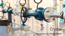  Presentation with water heat - Slide deck having valves water pipeline heat circuit background and a lemonade colored foreground