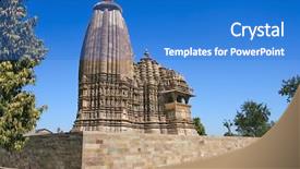  Presentation with india temple - Theme enhanced with vamana temple brahma temple javari background and a cobalt blue colored foreground
