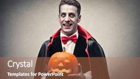  Presentation with vampire - Presentation design enhanced with vampire - man dressed as dracula background and a coral colored foreground