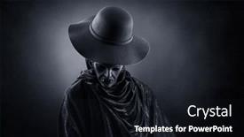  Presentation with vampire - Presentation theme featuring vampire-with-old-hat-over background and a wine colored foreground