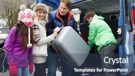  Presentation with transfer - Amazing presentation design having van outside chalet on ski backdrop and a ocean colored foreground