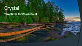  Presentation with strait - Presentation theme enhanced with vancouver - scenic sunset panoramic view background and a tawny brown colored foreground