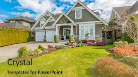  Presentation with luxury vintage house - Presentation theme consisting of vancouver canada against blue sky background and a gold colored foreground