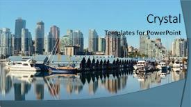  Presentation with urban buildings - Audience pleasing PPT theme consisting of vancouver downtown with urban buildings backdrop and a light blue colored foreground
