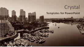  Presentation with apartment buildings - Theme enhanced with vancouver harbor view with urban apartment buildings and bay boat in canada background and a mint green colored foreground