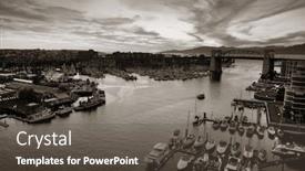  Presentation with apartment buildings - Colorful slide deck enhanced with vancouver-harbor-view-with-urban backdrop and a dark gray colored foreground