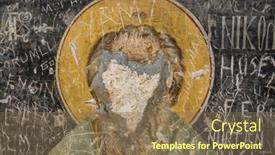  Presentation with church christian - PPT theme enhanced with vandalised-ancient-christian-frescoe-inside background and a  colored foreground